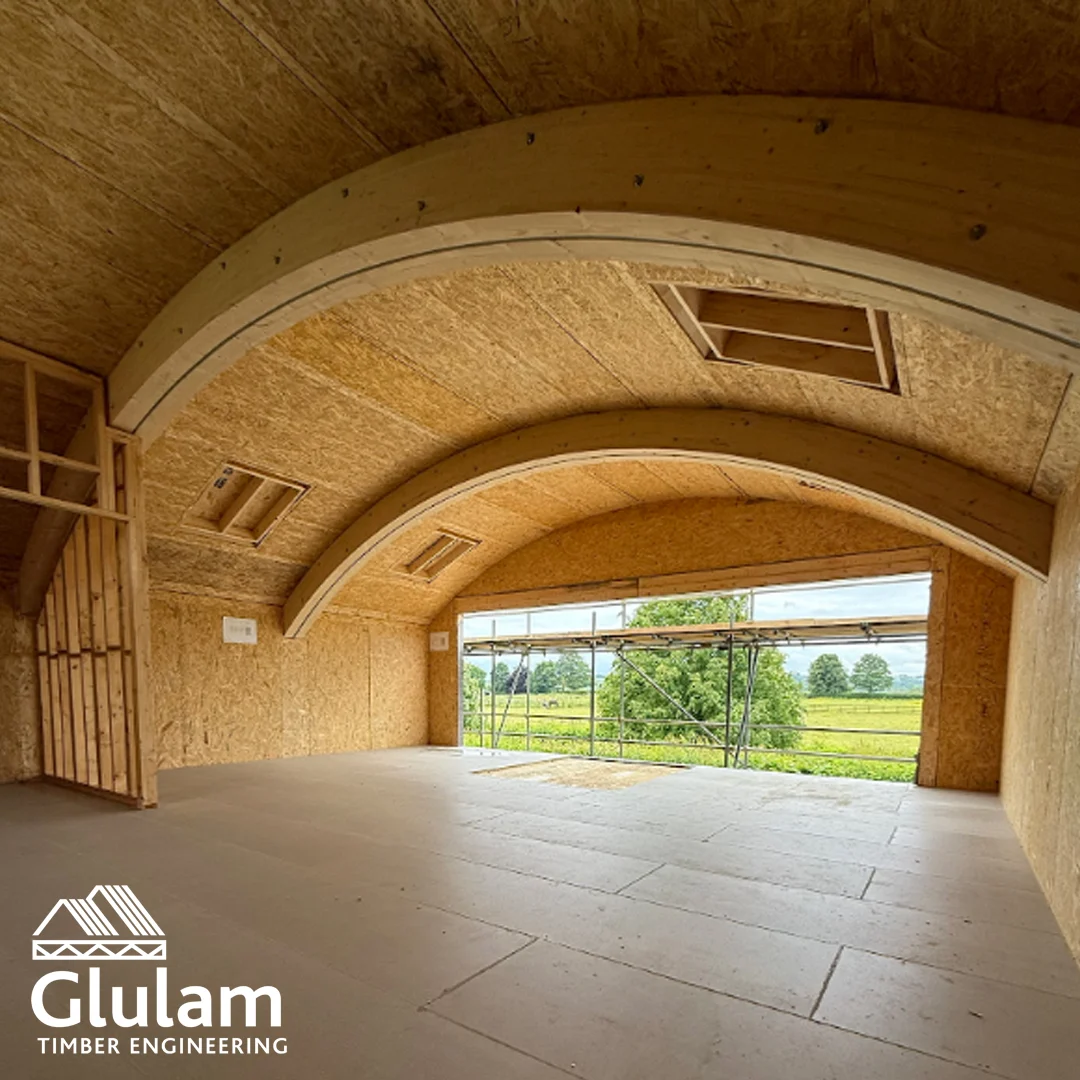 Curved glulam beams